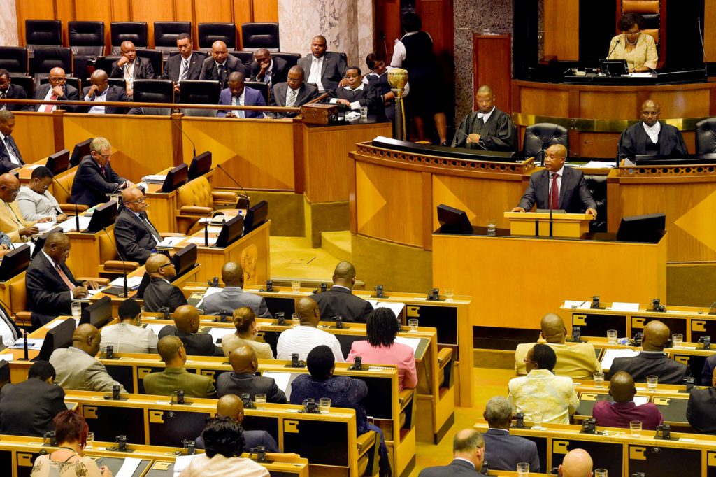 (in the pic - Eastern Cape Premier Phumulo Masualle delivering his address). President Jacob Zuma's State of the Nation Address speech debate in the National assembly in Parliament, Cape Town. 16/02/2016, Elmond Jiyane, GCIS